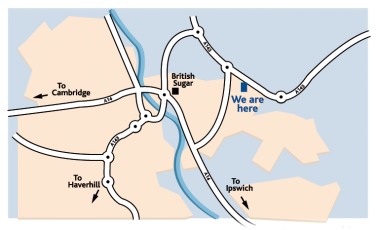Map showing the Bury St Edmunds Store Location